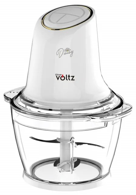 Чопър Oliver Voltz Daisy OV51111W, 600W, 1 л, Стъклена купа, Двоен нож, Пулс, Бял