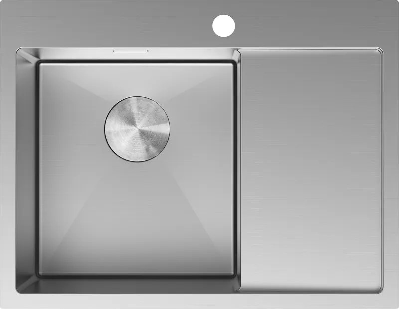 Mexen Exar стоманена кухненска мивка с 1 отделение и отвод, лява 620 x 480 mm,