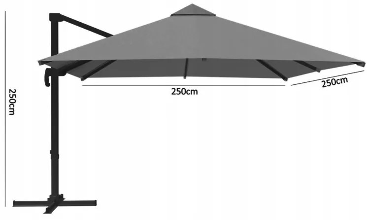 Стилен сив чадър MINI ROMA 2,5 × 2,5 м