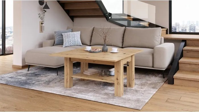 БРАВО Дъб Артисан - РАЗТЕГАТЕЛНА ХОЛНА МАСА С ПОВДИГАЩ МЕХАНИЗЪМ И С РАФТ