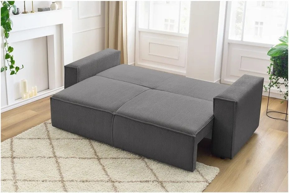 Тъмносив диван от велур 245 cm Nihad - Bobochic Paris