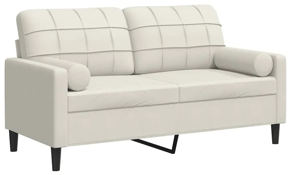 3278227 vidaXL 2-местен диван с декоративни възглавници кремав 140 см кадифе