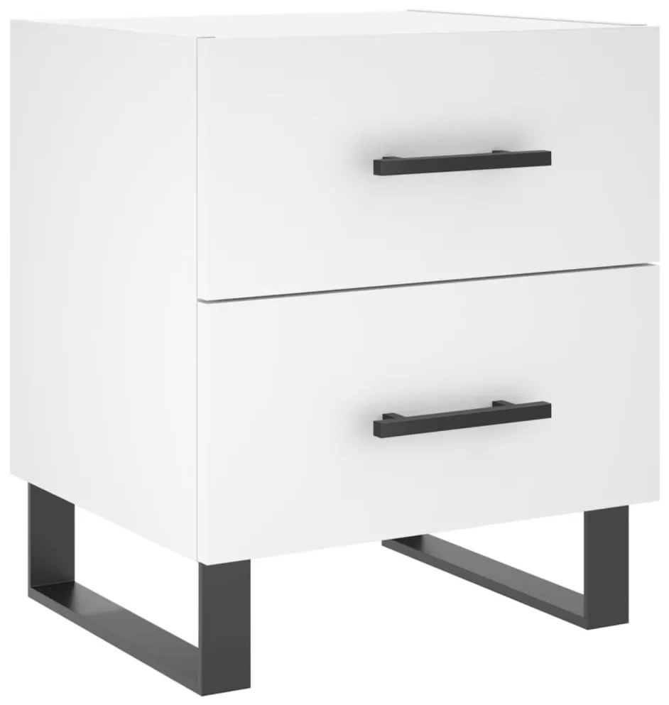 827356 vidaXL Нощно шкафче, бяло, 40x35x47,5 см, инженерно дърво