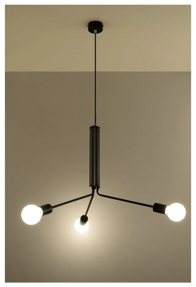 Черно висящо осветително тяло с метален абажур ø 74 cm Donato – Sollux