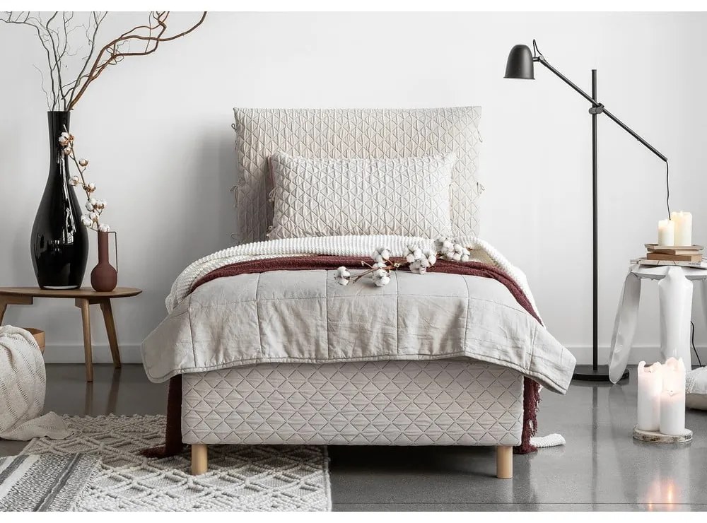 Бежово тапицирано единично легло и решетка 90x200 cm Sleepy Luna - Miuform