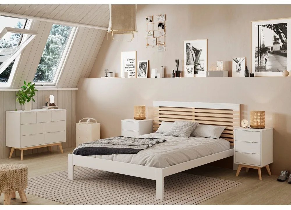 Бял нисък скрин с чекмеджета 120x83 cm Campus - Marckeric