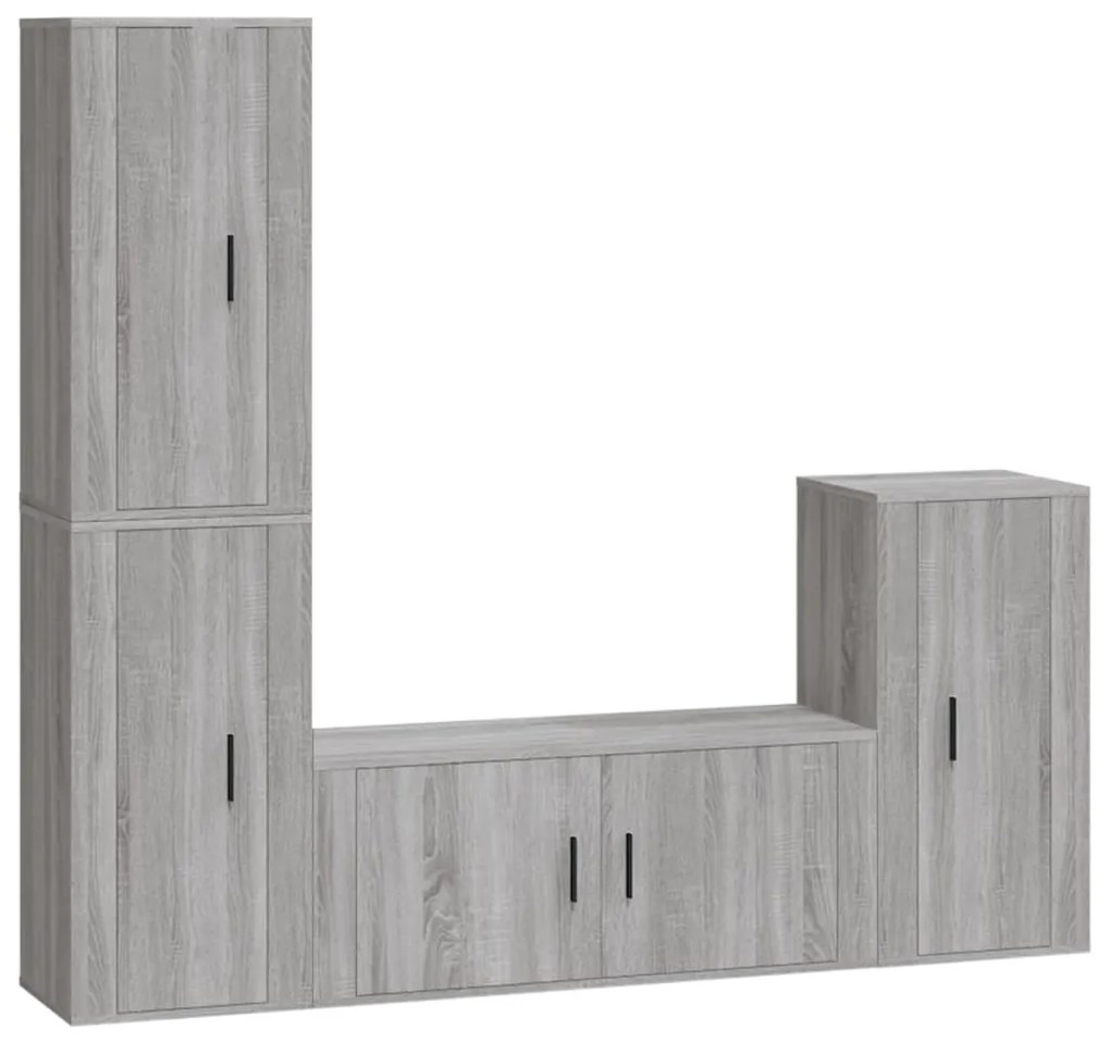 3188596 vidaXL Комплект ТВ шкафове от 4 части, сив сонома, инженерно дърво