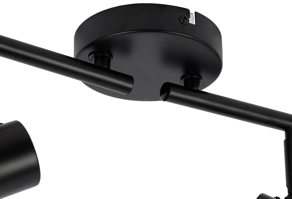 Таванен прожектор черен с опушено стъкло 4-светлина регулируем - Laura