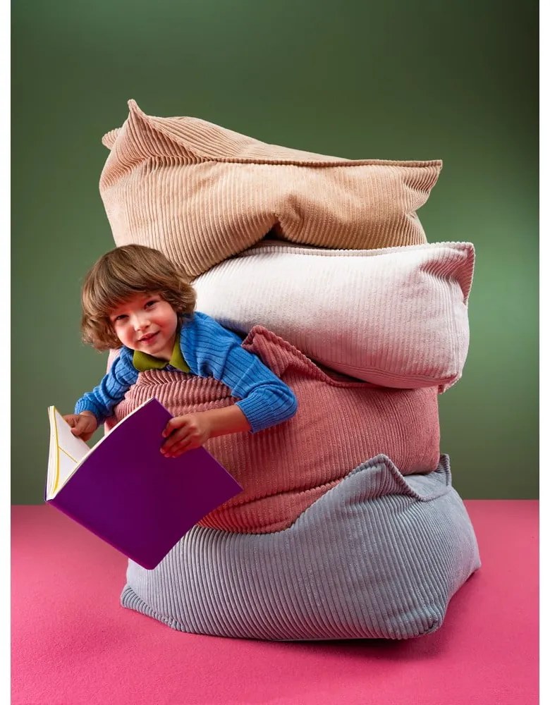 Син детски пуф от рипсено кадифе Square – Wigiwama