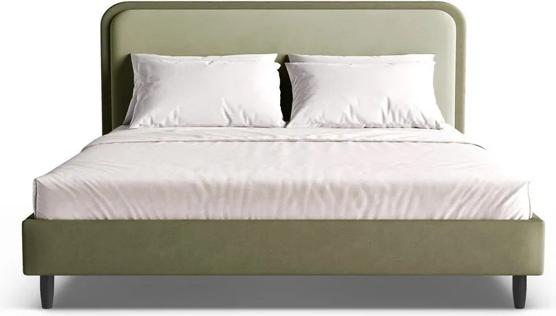 Зелено тапицирано двойно легло с включена подматрачна рамка 180x200 cm Aveline – Micadoni