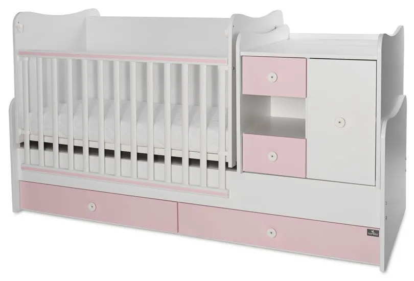 LORELLI Classic Трансформиращо се легло-люлка 190/72 см. MINI MAX БЯЛО/ORCHID PINK