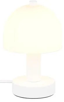 Бяла настолна лампа със стъклен абажур (височина 19 cm) Glenn – Trio