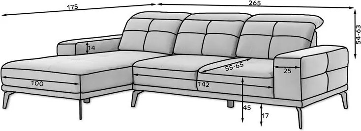 Сив ъглов диван (десен ъгъл) Torrense – ELTAP