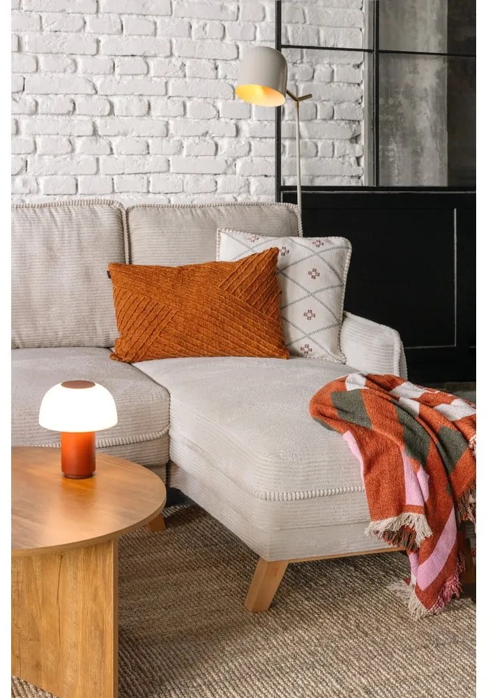 Светлозелен сгъваем ъглов диван от рипсено кадифе (ляв ъгъл/"U" форма) Tori – Bonami Selection