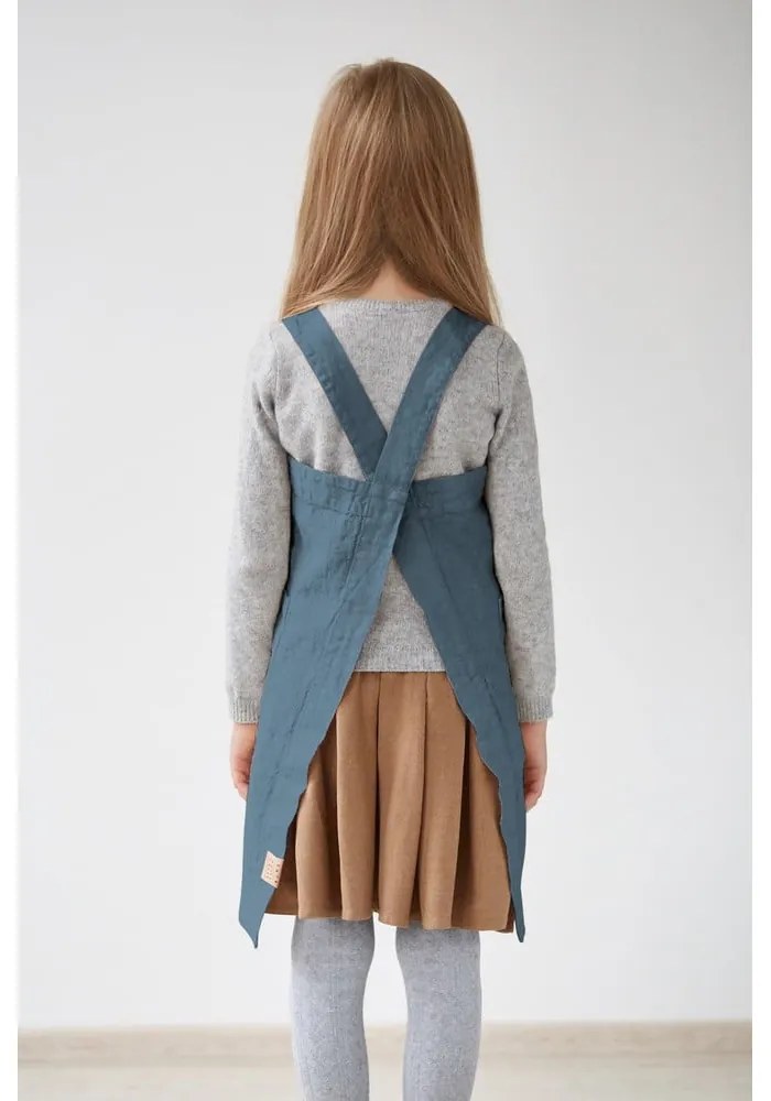 Детска синя ленена престилка Pinafore, 72 x 45 cm - Linen Tales