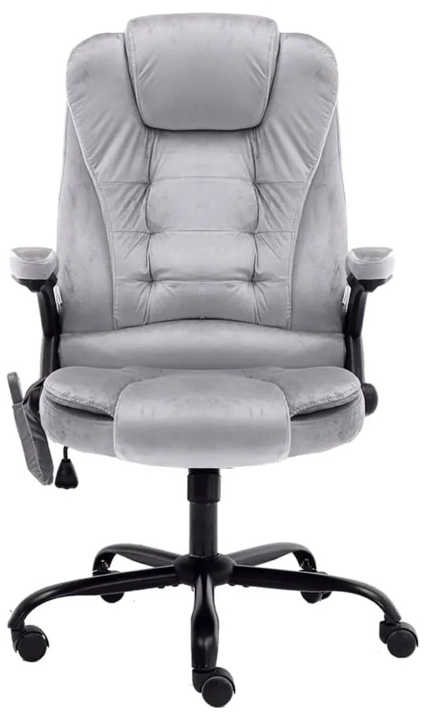 20573 vidaXL Масажиращ офис стол, светлосив, кадифе