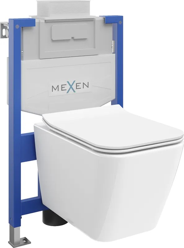 Mexen Cube вграден комплект WC рамка Fenix XS-U с WC чиния и забавящо падащо