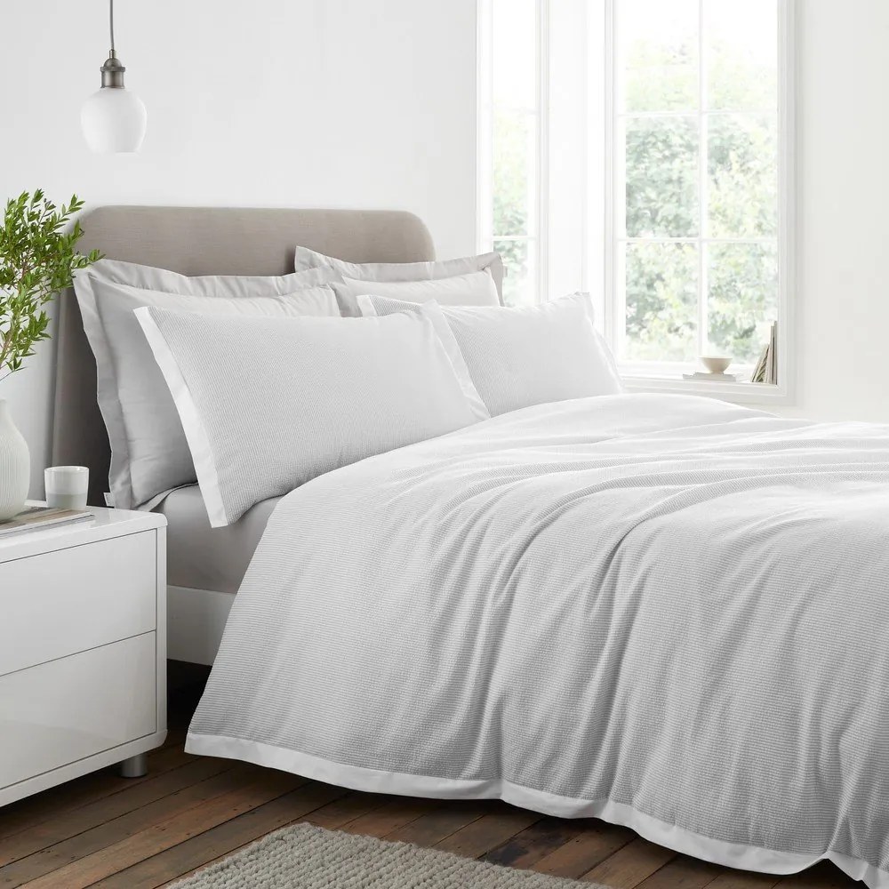 Светлосиво двойно 3 части спално бельо от памук перкал 200x200 cm Seersucker Woven Stripe – Bianca