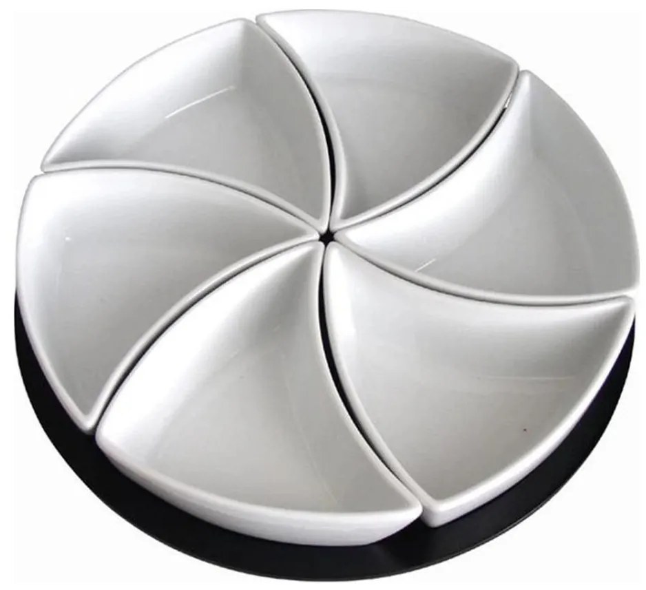 Комплект купички с поднос TORO 6 бр. керамика/дърво