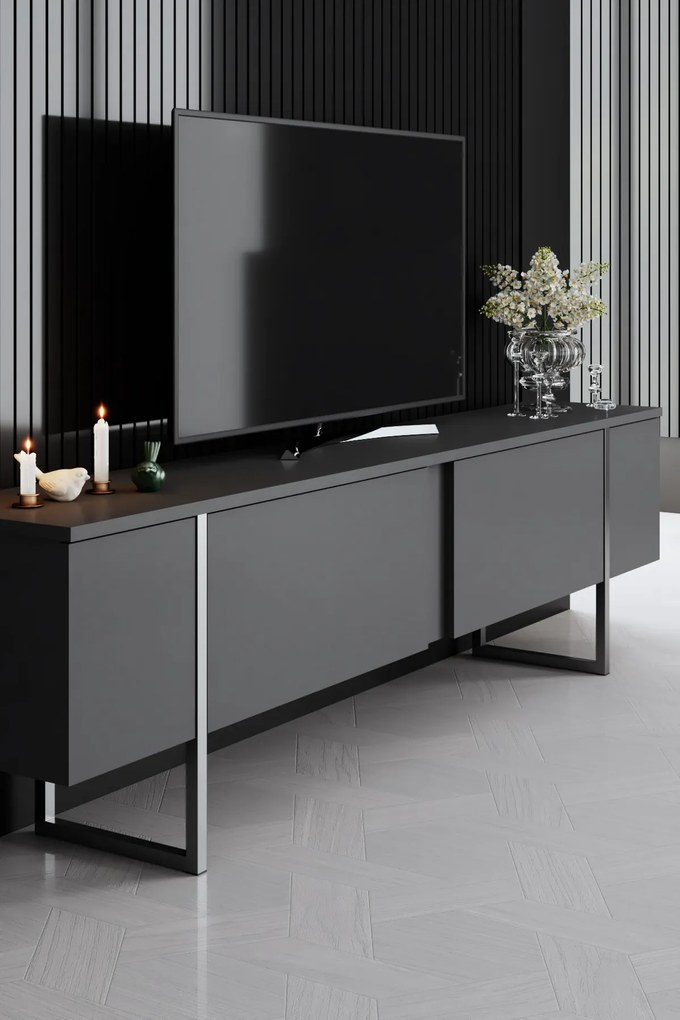 ТВ шкаф Luxe, цвят Антрацит Сребърен