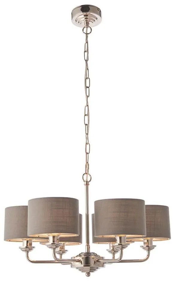 Endon 94381 - Пендел HIGHCLERE 6xE14/28W/230V сив/лъскав хром