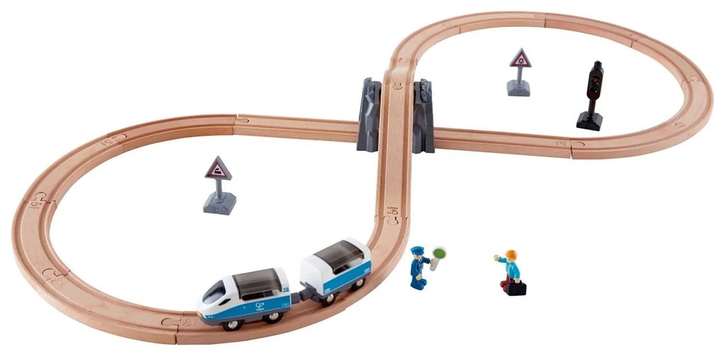 Hape - Влакова композиция с 8 фигури за безопасност