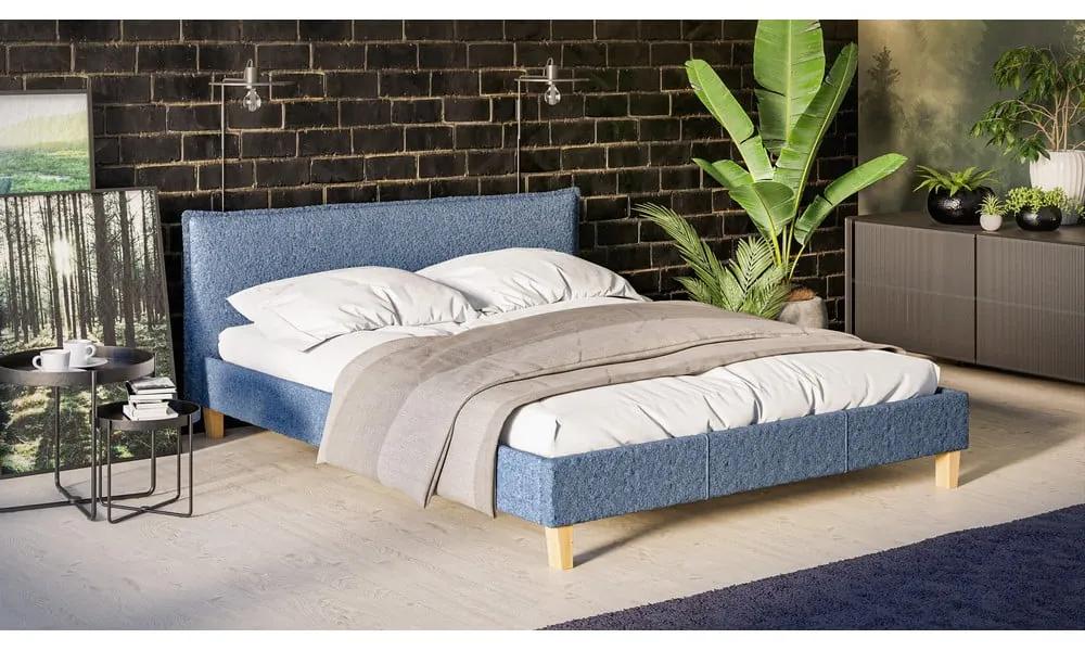 Синьо тапицирано двойно легло с решетка 160x200 cm Tina - Ropez