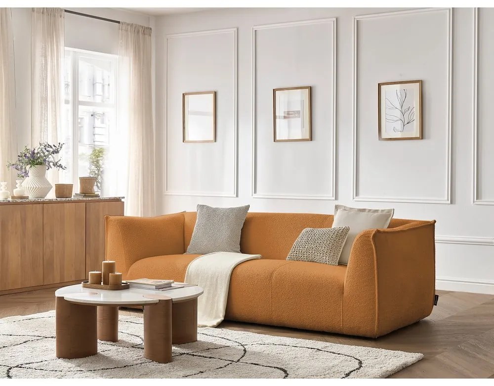 Диван от прежда с примки от букле в цвят горчица 242 cm Giorgia – Bobochic Paris