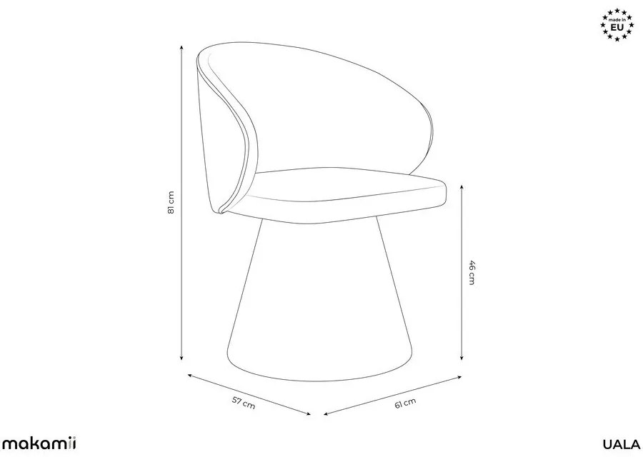 Кремав тапициран трапезен стол Uala – Makamii