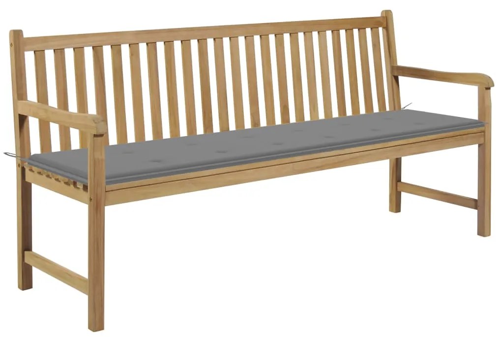 3062785 vidaXL Градинска пейка със сиво шалте, 175 см, тик масив