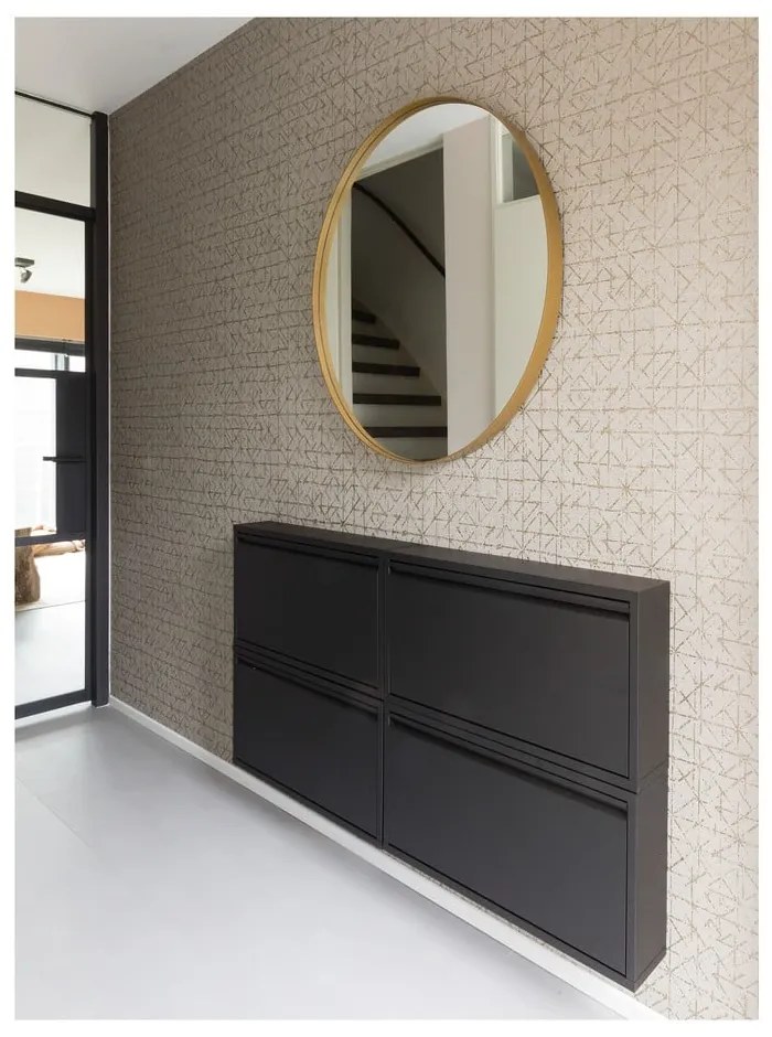 Черна метална накланяща се стойка за обувки 75x37,5x12,5 cm Billy – Spinder Design