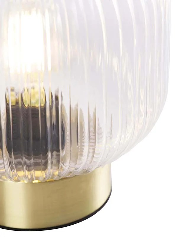 Арт Деко настолна лампа месинг със стъкло - Karel