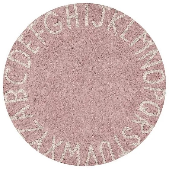 Светлорозов ръчно изработен памучен детски килим подходящ за пране ø150 cm ABC Vintage Nude – Lorena Canals