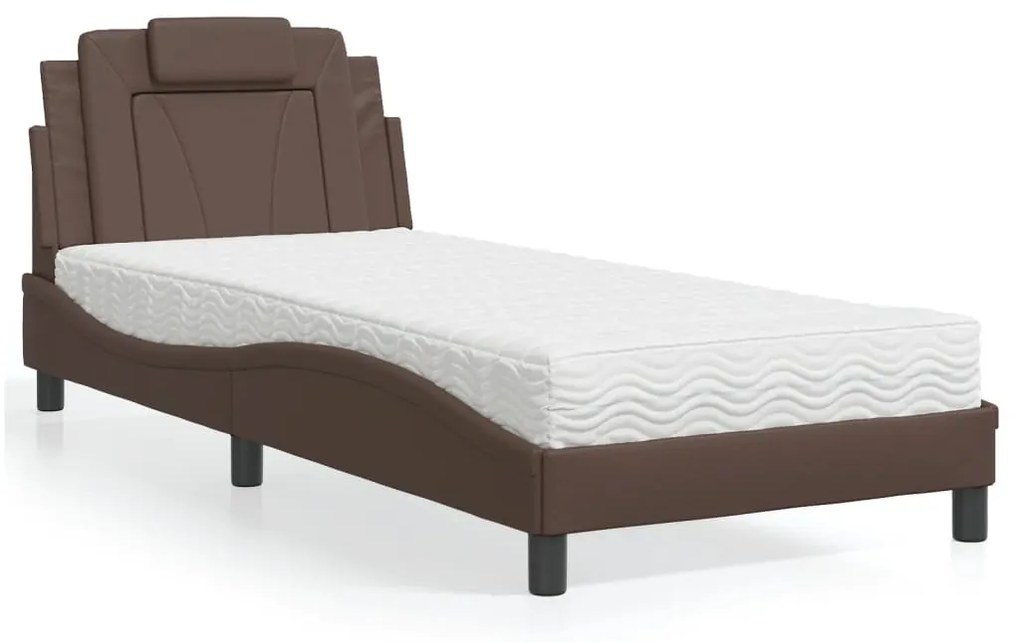 3208756 vidaXL Легло Viana без матрак, кафяво, 80x200 см, изкуствена кожа