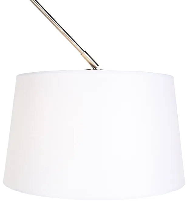 Висяща лампа от стомана с бял ленен абажур 35 см - Blitz