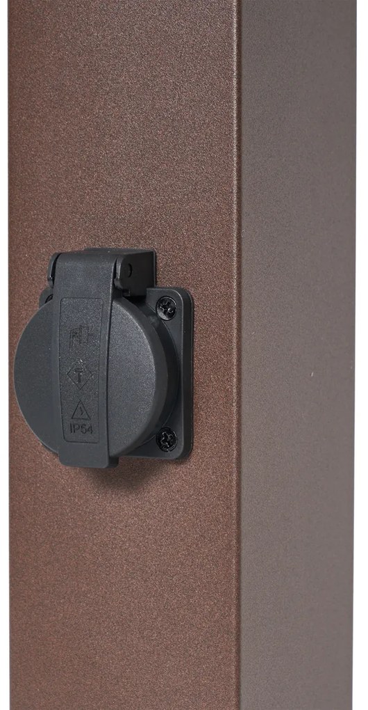 Външна лампа ръждивокафява с прозрачно стъкло 80 см IP44 с контакт и сензор за движение - Malios