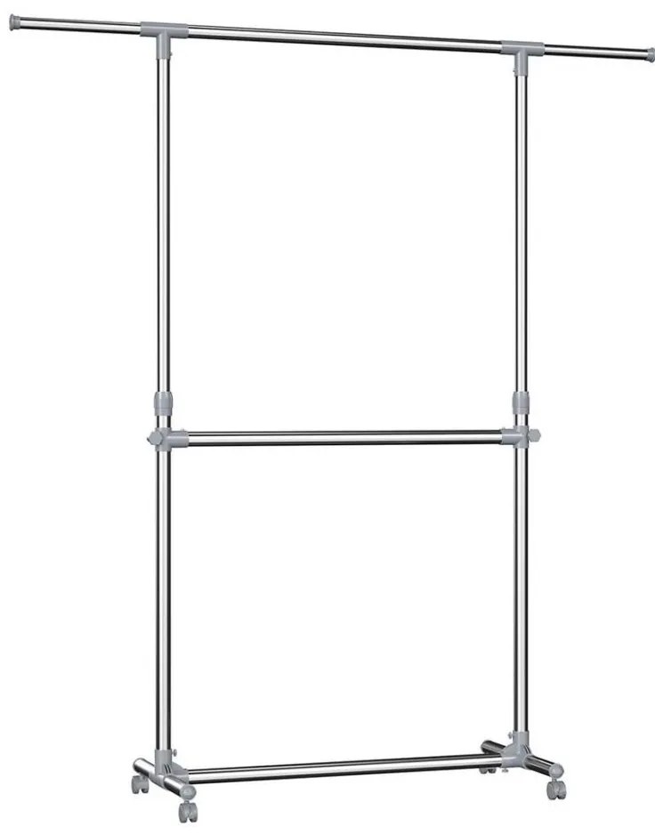 Мобилна стойка за дрехи LINEA, сребрист цвят