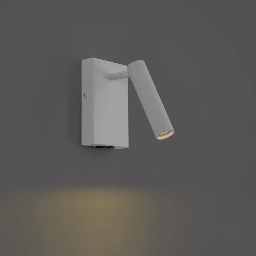 Модерна стенна лампа бяла регулируема с USB-C - Croft