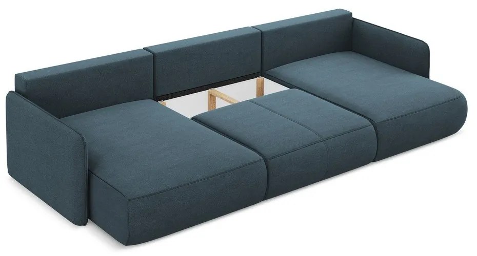 Син разтегателен ъглов диван с място за съхранение Nanea – Makamii