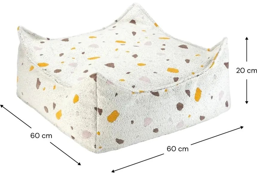 Бял детски пуф от букле и шенил Terrazzo Square – Wigiwama