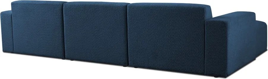 Тъмносин ъглов диван от букле (ляв ъгъл) Roxy – Scandic