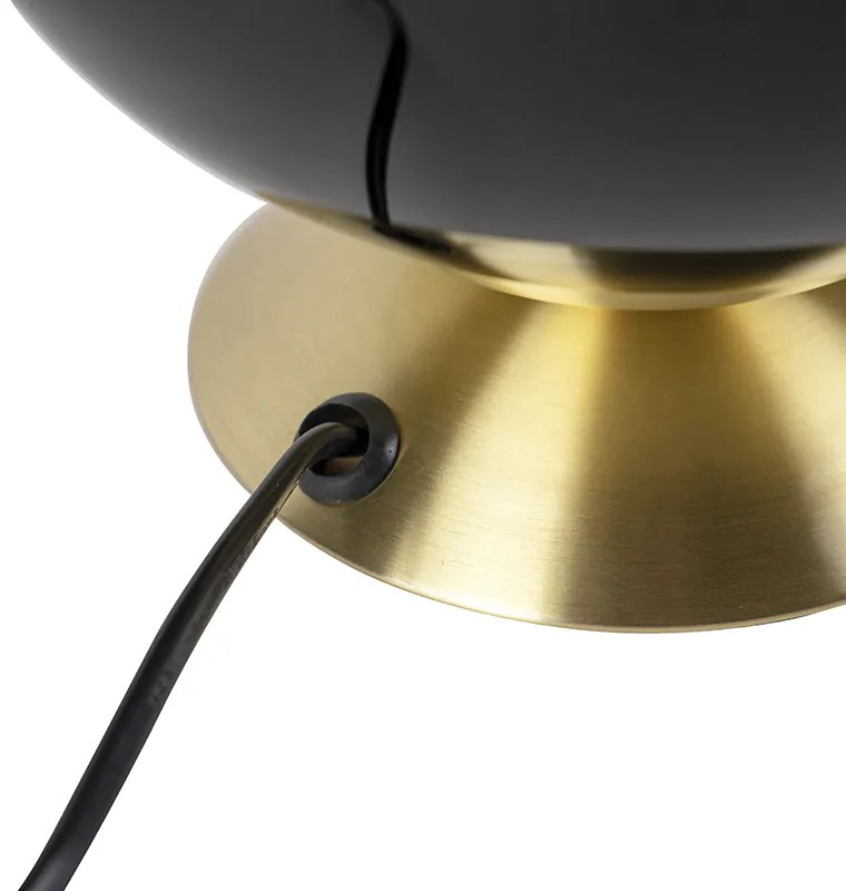 Арт Деко настолна лампа месинг с черно стъкло - Pallon