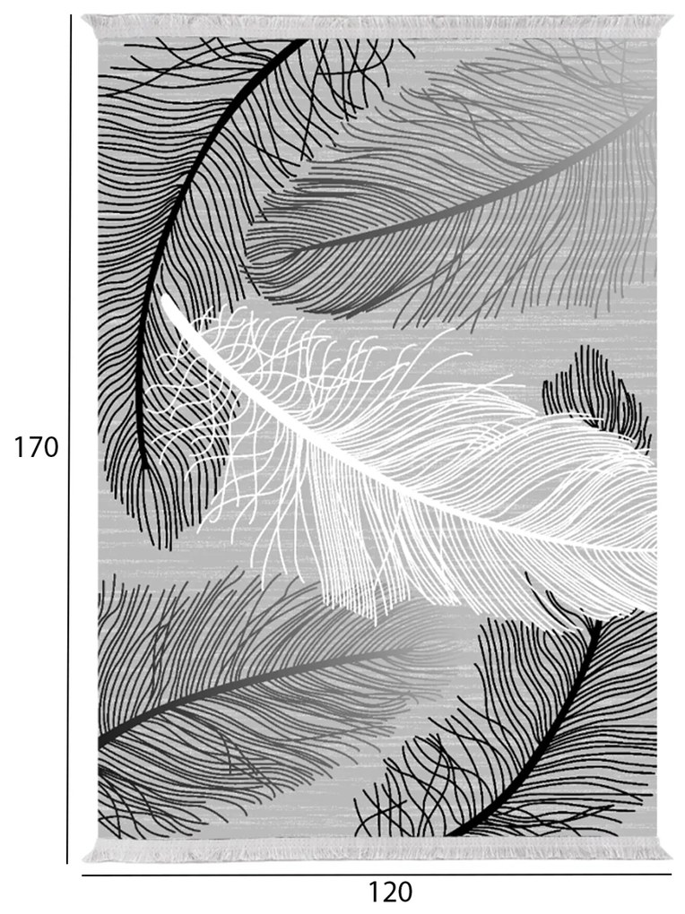 Килим 120х170 Пера - HM7677.38 сиво-бял цвят