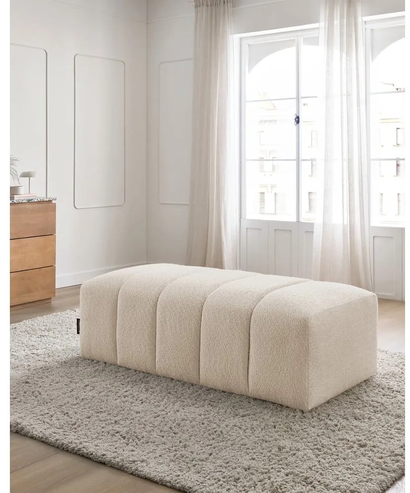 Бежова табуретка от прежда с примки от букле Annecy – Bobochic Paris