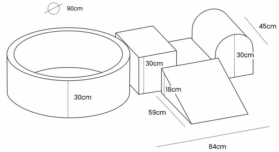 Кремава кадифена катерушка от пяна 225x90x30 cm Montessori – Meowbaby