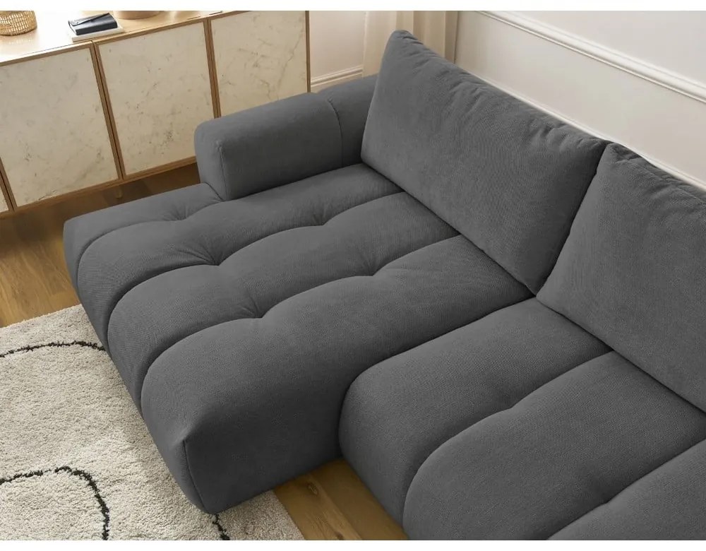 Тъмносив сгъваем/с място за съхранение ъглов диван (ляв ъгъл) Fuji – Bobochic Paris