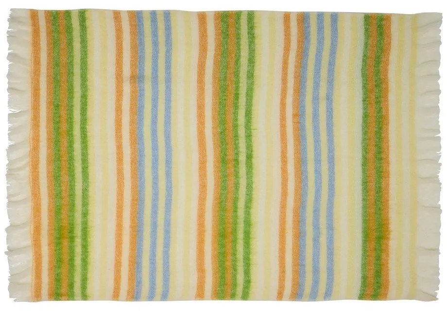Жълто/зелено одеяло със смес от вълна 140x200 cm Loom – Hübsch
