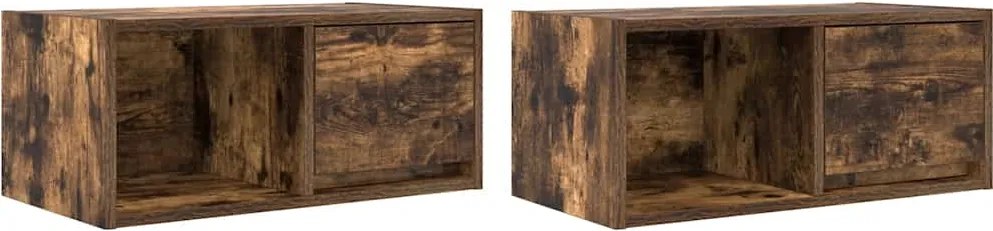 861445 vidaXL ТВ шкафове 2 бр Опушен дъб 60x31x25,5 см инженерно дърво