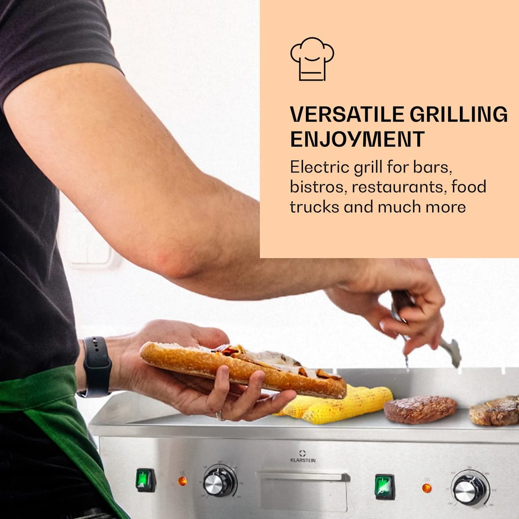 Klarstein Grillmeile 4400, електрически грил, Plancha, 2x2200W, грил плоча от неръждаема стомана