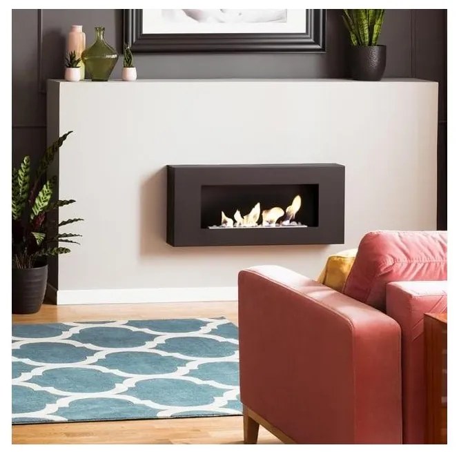 DELTA/FLAT/TUV - Стенен био камина DELTA/FLAT 40x90 см 1,5kW черна